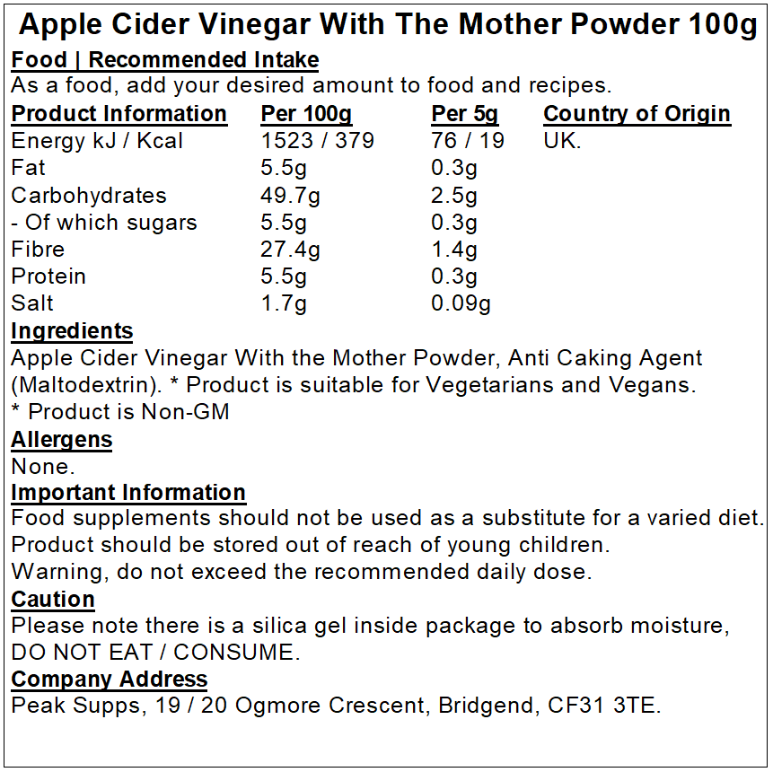 Apple Cider Vinegar with The Mother Powder