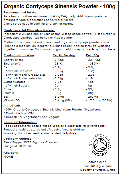 Organic Cordyceps Sinensis Powder
