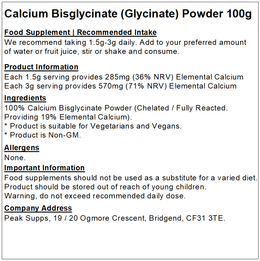 Calcium Bisglycinate (Chelated) Powder