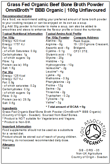 Organic OmniBrothTM BBB+ – Grass fed Beef Broth