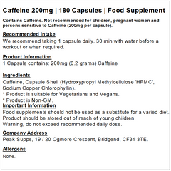 Caffeine 200mg Capsules (Pure)