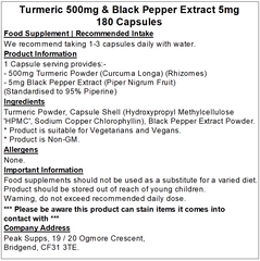 Turmeric 500mg & Black Pepper Extract 5mg Capsules