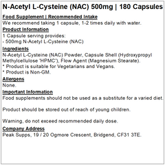 N-Acetyl L-Cysteine (NAC) Capsules 500mg