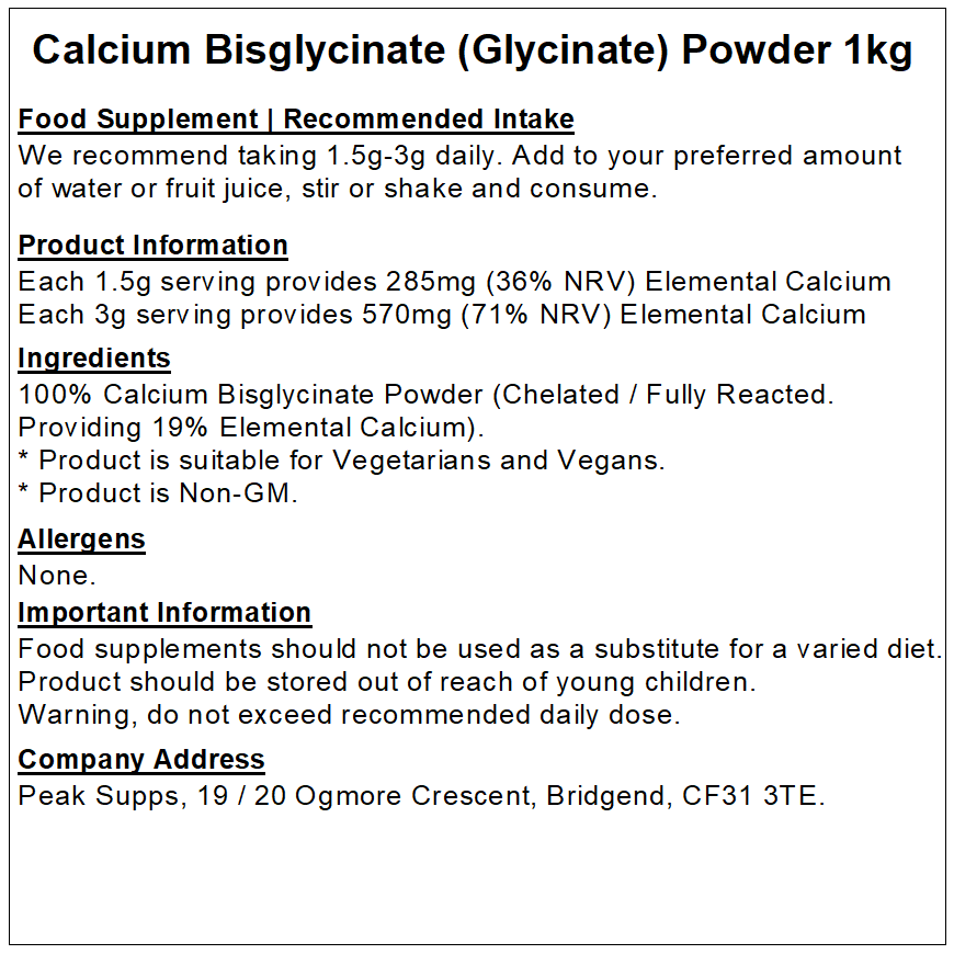 Calcium Bisglycinate (Chelated) Powder