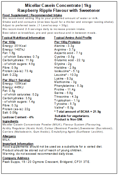 Micellar Casein Concentrate Protein Powder