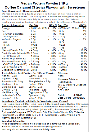 Vegan Protein Powder (Pea, Hemp Protein, Inulin & Vitamin B)