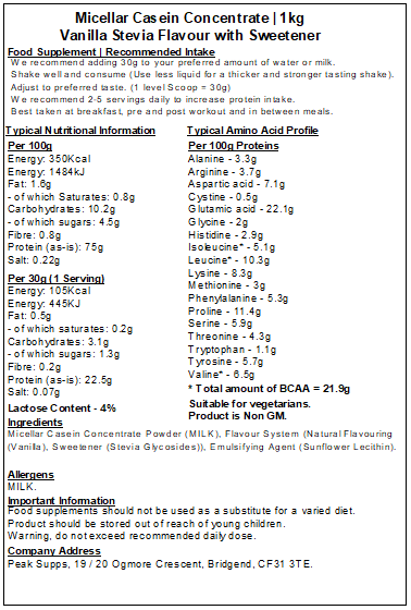 Micellar Casein Concentrate Protein Powder