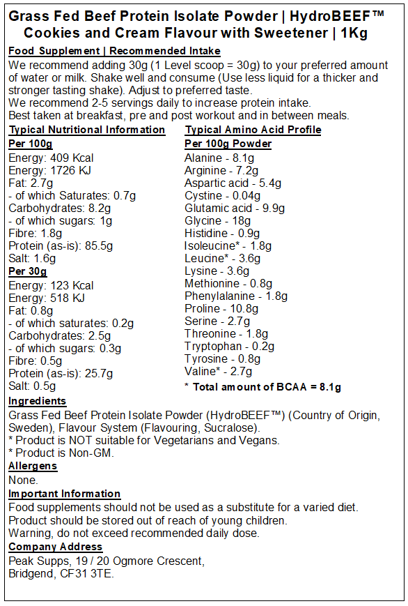 Grass Fed Beef Protein Isolate 95% - HydroBEEF™