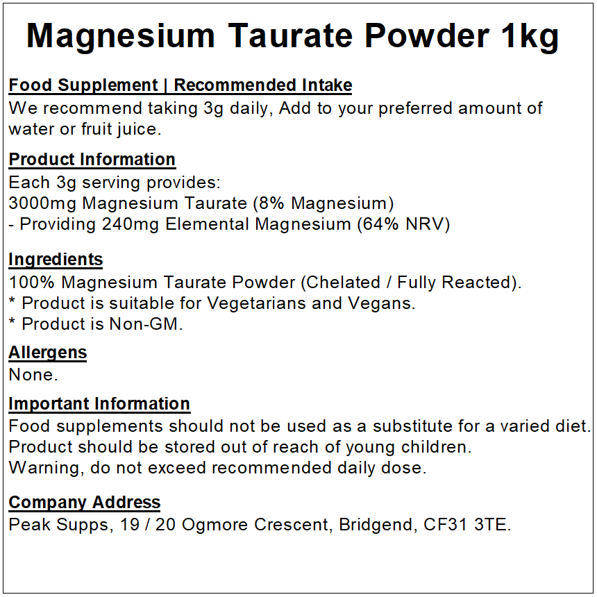Magnesium Taurate Powder