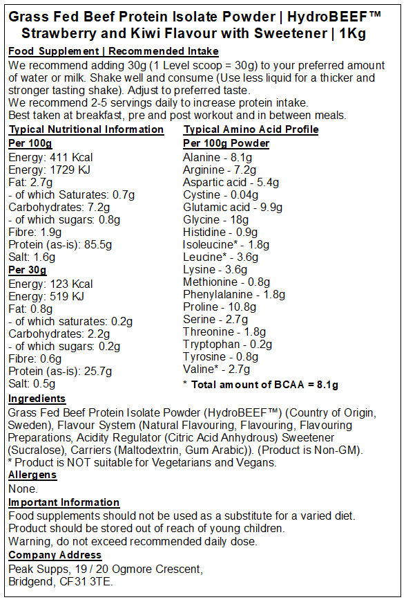 Grass Fed Beef Protein Isolate 95% - HydroBEEF™