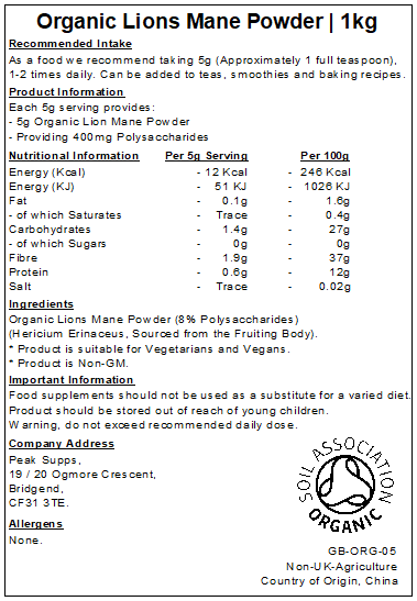 Organic Lions Mane Powder