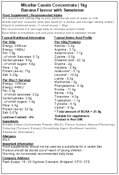 Micellar Casein Concentrate Protein Powder