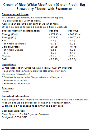 Cream of Rice (White Rice Flour) (Gluten Free)