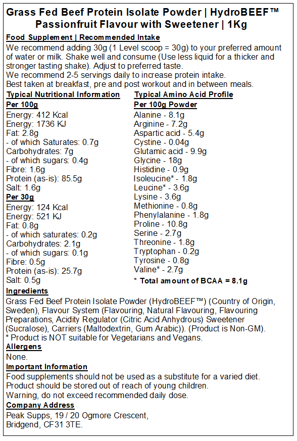 Grass Fed Beef Protein Isolate 95% - HydroBEEF™