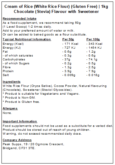 Cream of Rice (White Rice Flour) (Gluten Free)