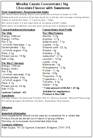 Micellar Casein Concentrate Protein Powder