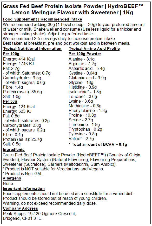 Grass Fed Beef Protein Isolate 95% - HydroBEEF™