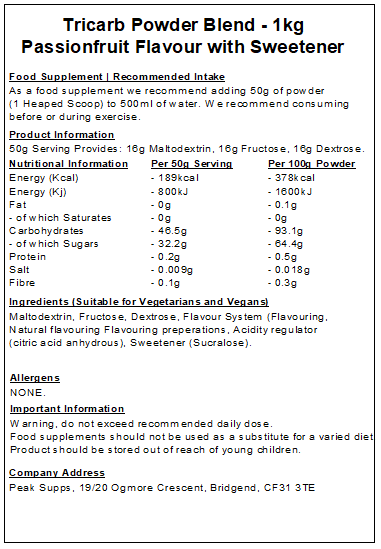 Tri Carb Powder - Triple Carbohydrate (Maltodextrin, Dextrose & Fructose)