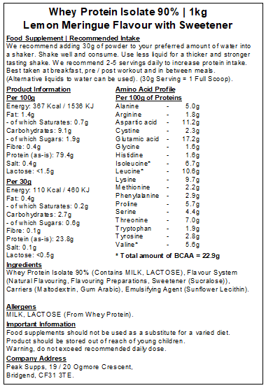 Whey Protein Isolate 90%