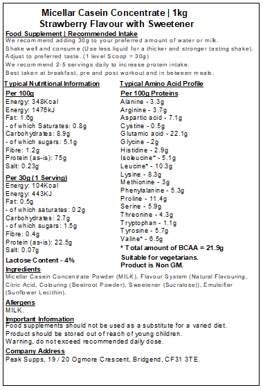 Micellar Casein Concentrate Protein Powder