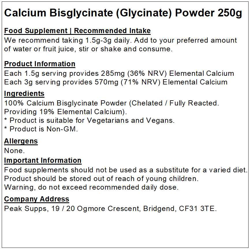 Calcium Bisglycinate (Chelated) Powder