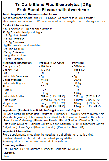 Tri Carb Plus - Carbohydrate & Electrolyte Blend