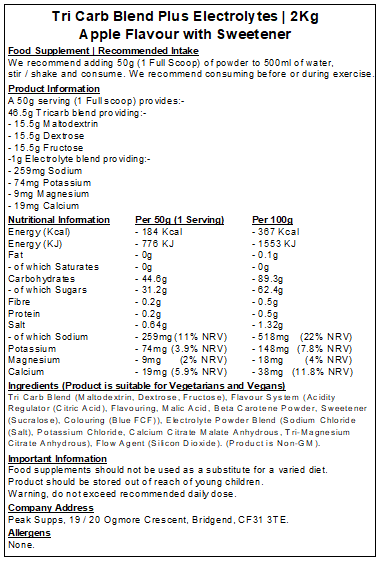 Tri Carb Plus - Carbohydrate & Electrolyte Blend