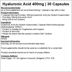 Hyaluronic Acid 400mg Capsules