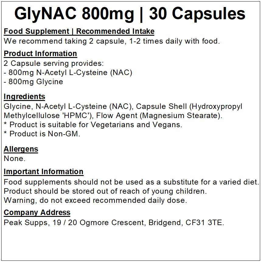 GlyNAC 800mg Capsules