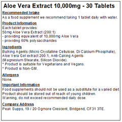 Aloe Vera Extract 10,000mg Tablets