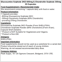 Glucosamine Sulphate 2KCl 600mg and Chondroitin Sulphate 300mg Capsules (Pure)