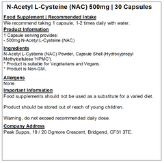 N-Acetyl L-Cysteine (NAC) Capsules 500mg