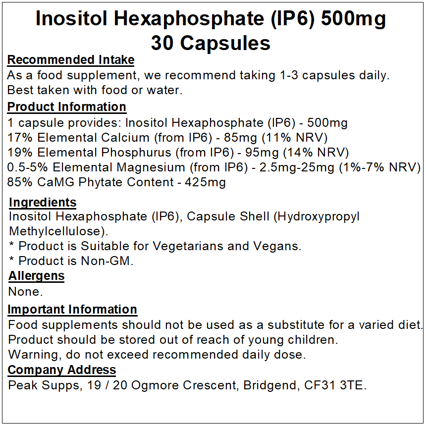 Inositol Hexaphosphate (IP6) 500mg Capsules