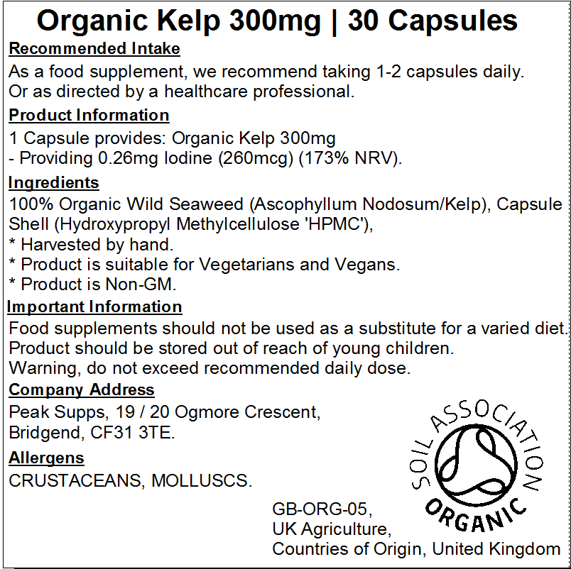 Organic Kelp 300mg Capsules