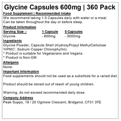 Glycine 600mg Capsules (Pure)