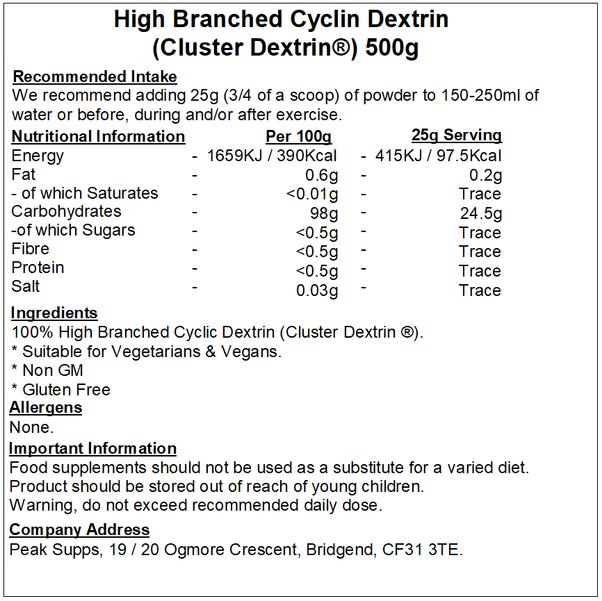 Buy Cluster Dextrin® | Peak Supps® | UK Supplements