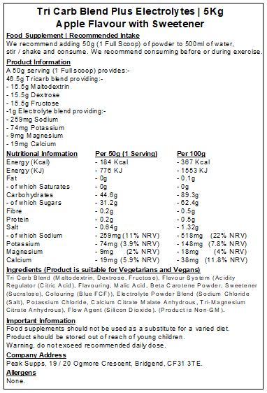 Tri Carb Plus - Carbohydrate & Electrolyte Blend