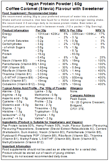 Vegan Protein Powder (Pea, Hemp Protein, Inulin & Vitamin B)