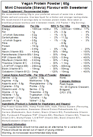 Vegan Protein Powder (Pea, Hemp Protein, Inulin & Vitamin B)