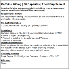 Caffeine 200mg Capsules (Pure)
