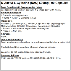 N-Acetyl L-Cysteine (NAC) Capsules 500mg