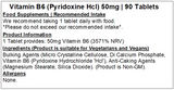 Vitamin B6 50mg Tablets