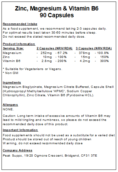 Zinc, Magnesium & Vitamin B6 Capsules