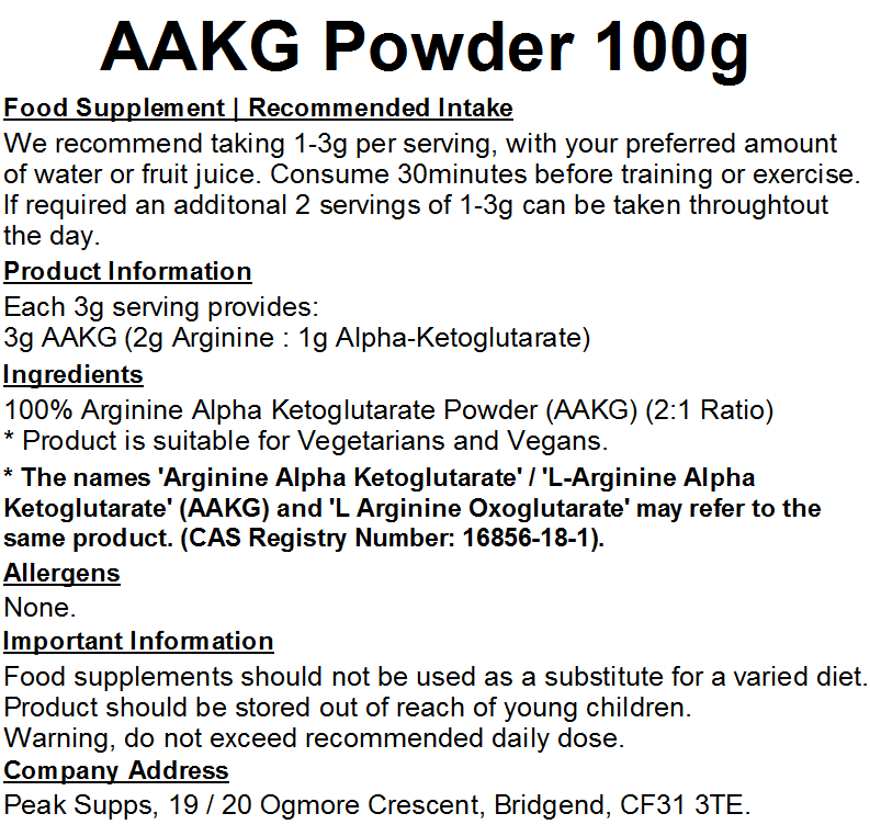 AAKG Arginine Alpha Ketoglutarate (2:1) Powder