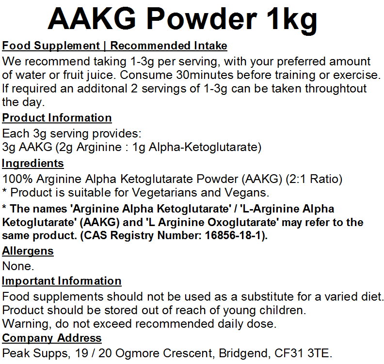 AAKG Arginine Alpha Ketoglutarate (2:1) Powder