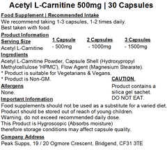 Acetyl L-Carnitine 500mg Capsules