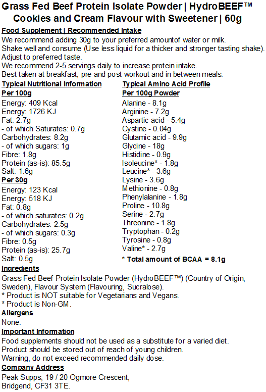 Grass Fed Hydrolysed Beef Protein Isolate 95% - HydroBEEF™