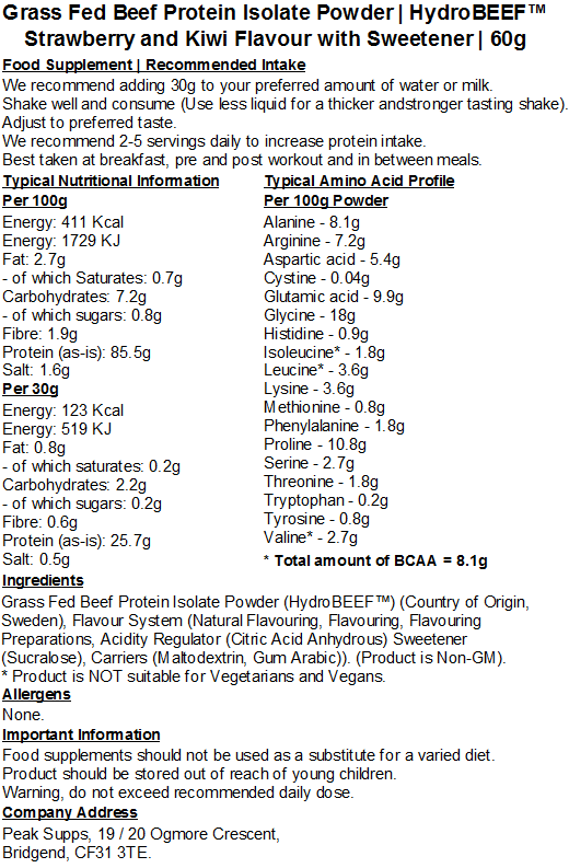 Grass Fed Hydrolysed Beef Protein Isolate 95% - HydroBEEF™