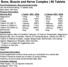 Bone, Muscle & Nerve Complex – Magnesium, Vit A, D3, K2, Zinc, Copper, Bioperine