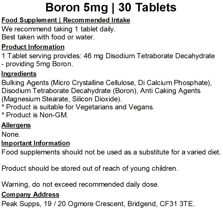 Boron 5mg Tablets